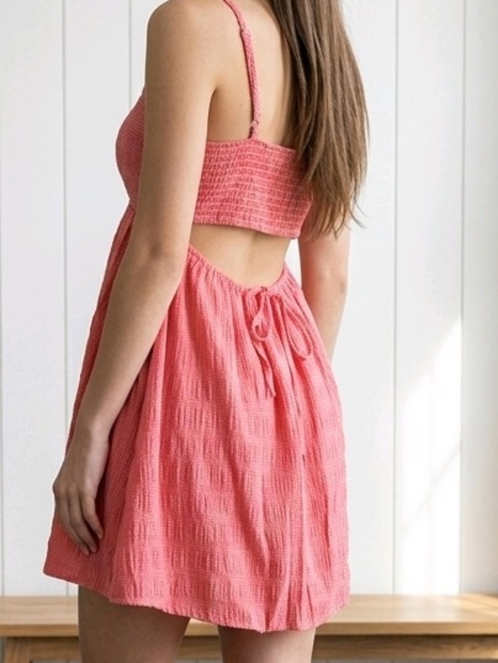 Wild Fable Smocked Cami Dress Ruffle Hem Red White Checkered Women's Medium NWT - Picture 2 of 6